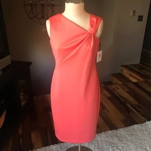 Calvin Klein Coral Asymmetrical Scuba Dress sz. 8